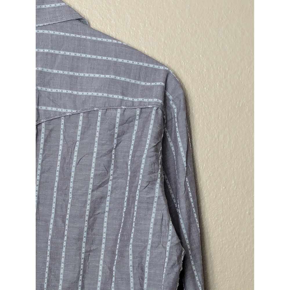 Roper Western Shirt Mens Large Grey Stripe Pearl Snap Embroidered 1-01-017-310GY - Picture 14 of 16